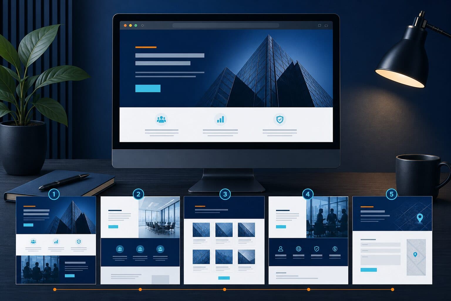 Illustration : maquette de site vitrine WordPress sur un écran d’ordinateur