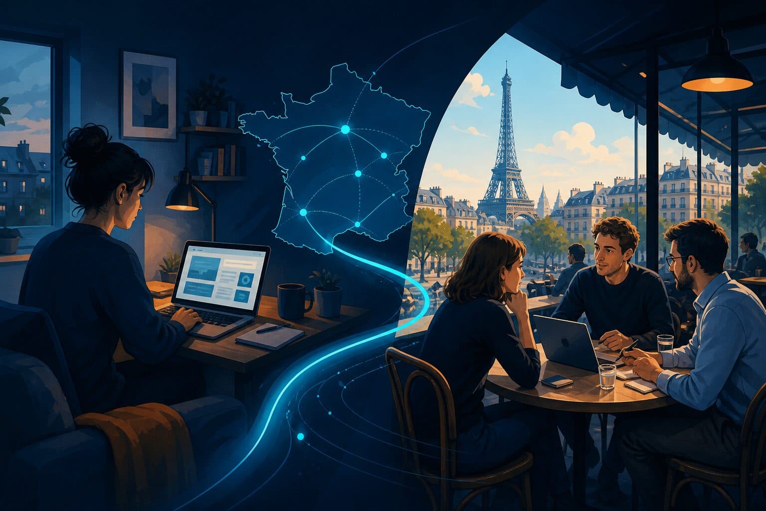 Illustration : mission remote à domicile versus collaboration locale en France